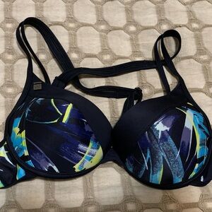 Lole Black and Blue Bikini Top